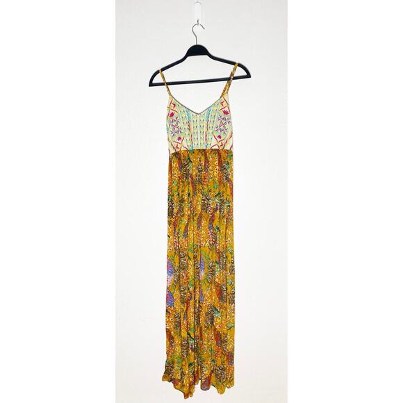 Raga X Anthropologie Women's Parkland Maxi Dress Embroiderd Spaghetti Straps - Picture 5 of 12